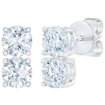 Round Brilliant 2.00 ctw Diamond 14kt White Gold Stud Earrings for $2499.99